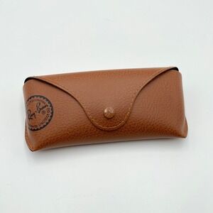 Ray-Ban‎ Sunglasses Case Brown Leather Snap Closure & Cleaning Cloth Authentic